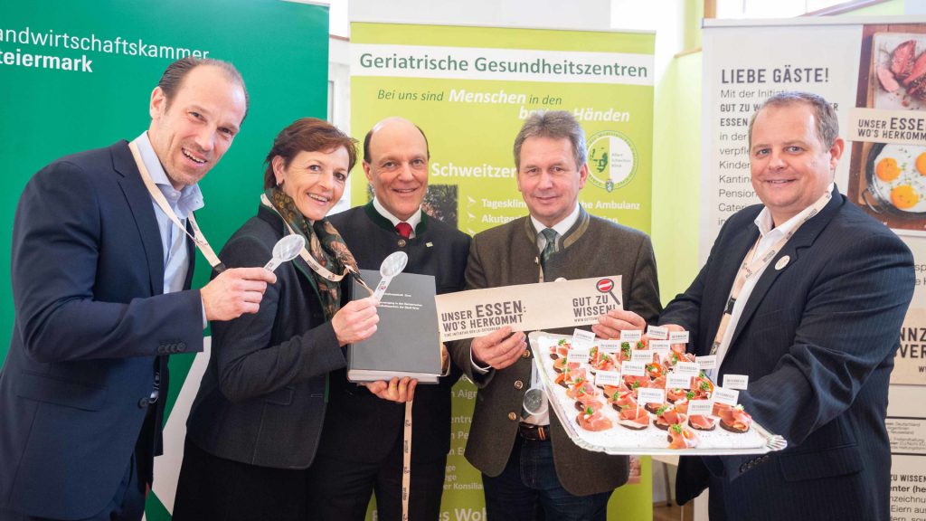 Hermann Pucher, Maria Pein, Gerd Hartinger, Franz Titschenbacher und Emanuel Eisl setzen auf heimische Lebensmittel.